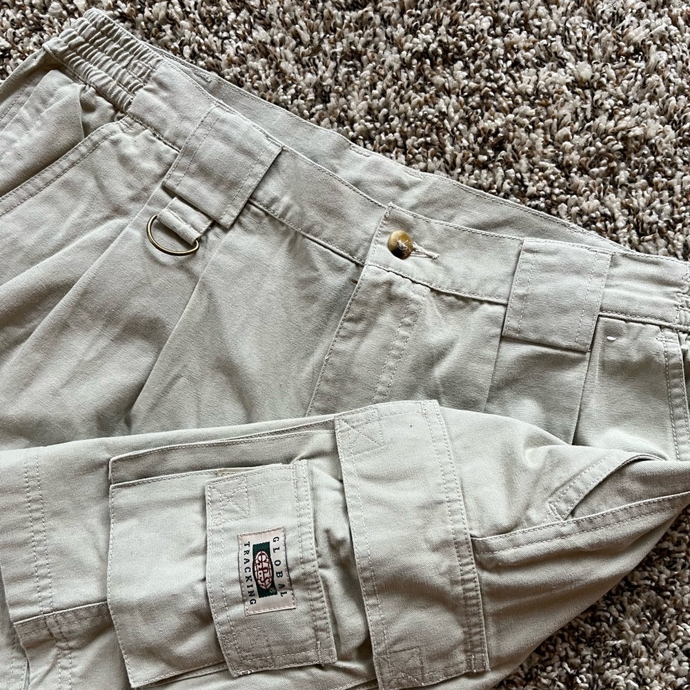 Vintage Y2K Global Tracking Supply Cargo Safari Shorts Multi pocket Mens Size 34